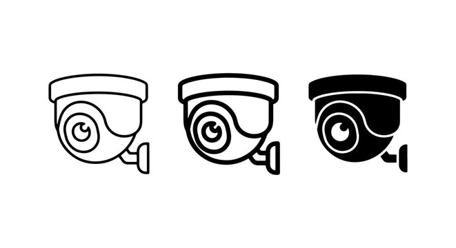 Security Camera Icons, Surveillance System Vector Graphics, CCTV Device Illustrations