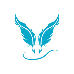 Fototapeta premium Feather quill design icon and logo illustration