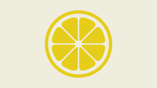 Vibrant yellow lemon slice vector illustration showing a clean geometric citrus fruit design for modern graphic projects and branding assets