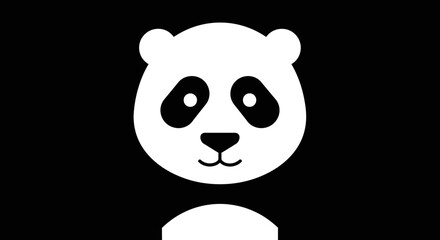 Panda Bear Face Closeup White Silhouette. © Ahmad