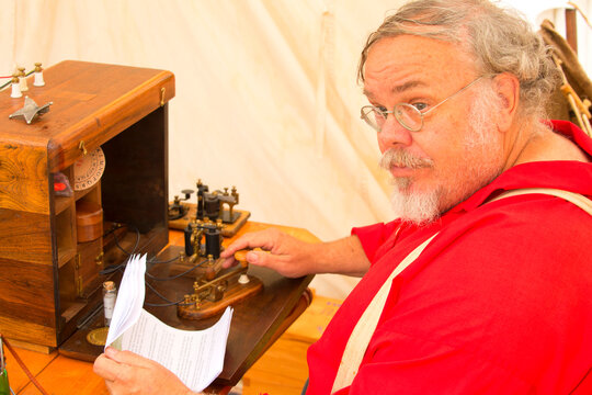 Telegraph operator, Civil War Reenactment, Willamette Mission State Park, Oregon
