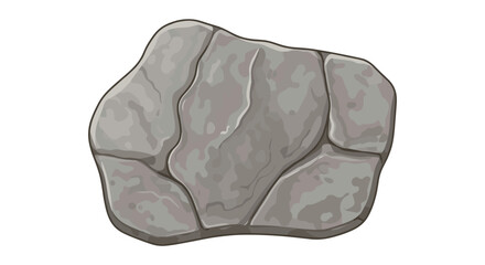 Large grey boulder vector illustration isolated on white background with realistic rock textures and. © Emongrapic