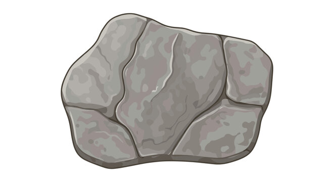 Large grey boulder vector illustration isolated on white background with realistic rock textures and.