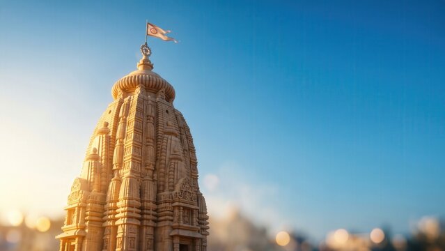 Jagannath Temple Puri Spire &ndash; Clean Sky Copy Space
