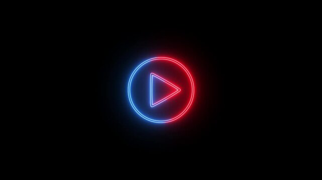 Red neon youtube icons set in glowing style. Animated social media symbols with bright neon effects for digital content, branding, and motion design.4k