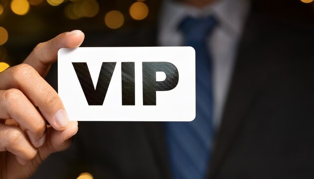 hand holding a card with vip text depicting exclusivity and premium access for events and memberships