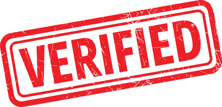 VERIFIED red rubber stamp text