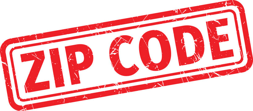 ZIP CODE red rubber stamp text