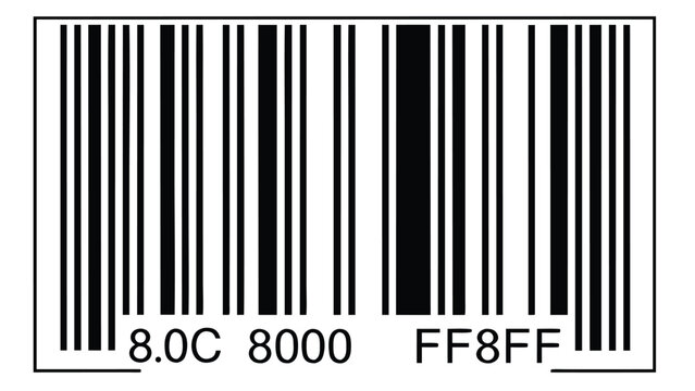 Vector illustration barcode with alphanumeric code 80c 8000 ff8ff