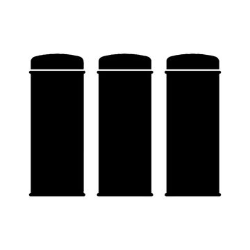 Three black mailboxes side by side.
