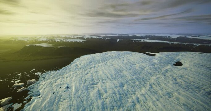Aerial icefield captured from high altitude, mapping patterns and pixel textures, temporal record useful for geospatial analysis, data visualization,