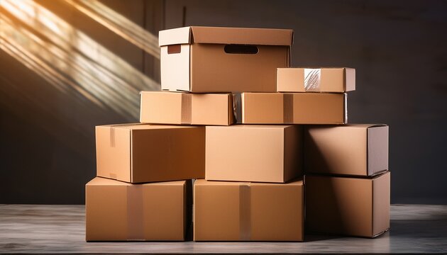 a stack of brown cardboard boxes used for shipping storage and packaging ideal for delivery moving and logistics purposes showcasing a practical packaging solution