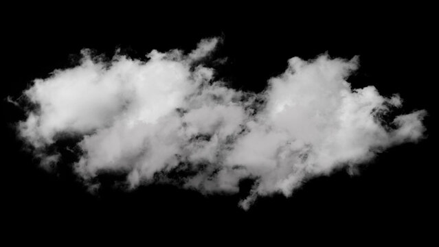 Fluffy white cumulus cloud formation drifting high in the atmosphere captured as a single isolated image 