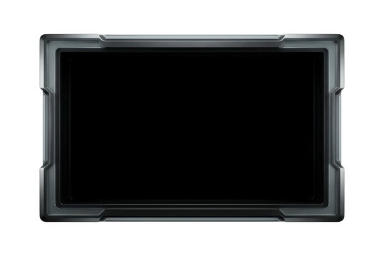Futuristic Metallic Digital Display Frame with Sleek Modern Technology Interface White Background