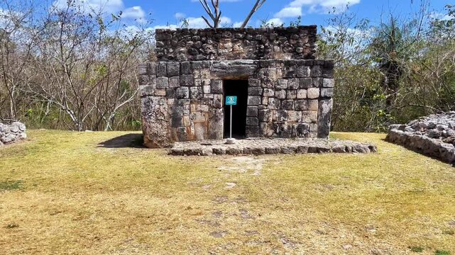 Ancient Maya stone stairway at Palacio de las Monjas in Ek Balam