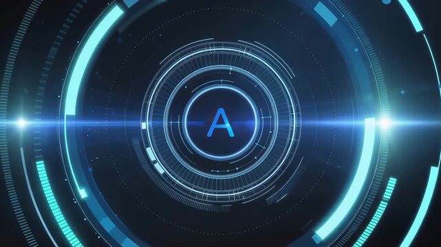Futuristic H U D Interface Displaying Letter A Digital Sci Fi Technology Background Glowing Blue