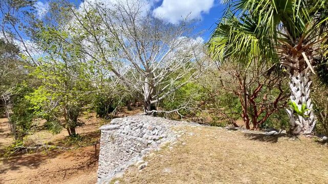 Ancient Maya stone stairway at Palacio de las Monjas in Ek Balam
