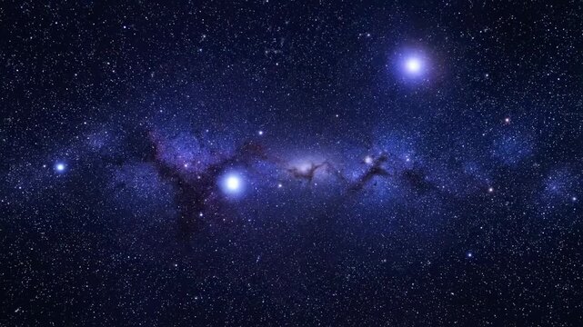 Deep space illustration with many stars, nebula and a bright, shining star