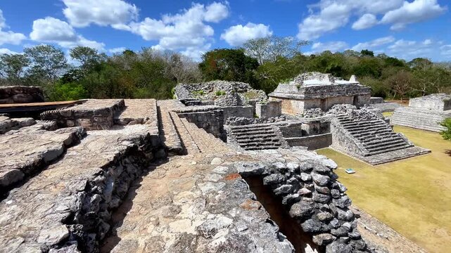 Ancient Maya twin structures Los Gemelos at Ek Balam Mexico