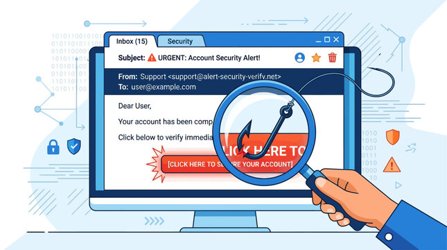 Unmasking Online Threats Magnifying Glass Reveals Malicious Phishing Email Attack Targeting Digital Accounts for Fraudulent Activity