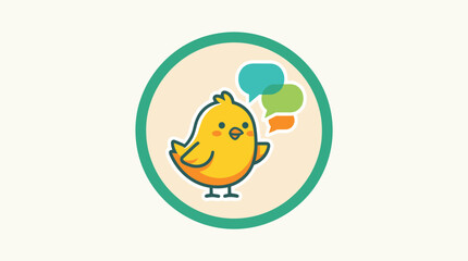 Fototapeta premium Cute cartoon chick with speech bubbles representing communication and conversation