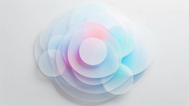 Soft overlapping translucent pastel circles in minimal abstract style on light background, symbolizing harmony and calmness