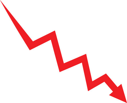 Red downward zigzag arrow icon vector illustration Vector