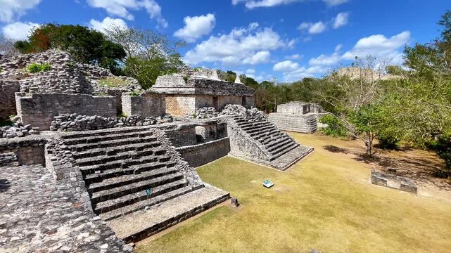Ancient Maya twin structures Los Gemelos at Ek Balam Mexico