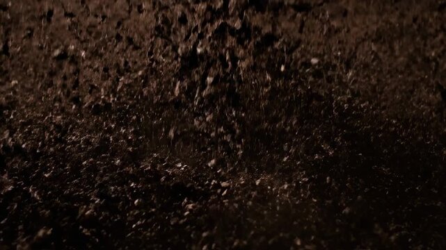 Close-up of dark brown material, possibly soil or textured surface