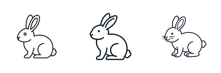 Obraz premium Set and collection of rabbit bunny outline for coloring isolated on white background