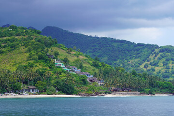Fototapeta premium Coastal view of lombok from sea ferry.