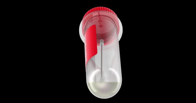 Transparent hantavirus test tube rotation animation seamlessly loopable. 3D rendering isolated on transparent background