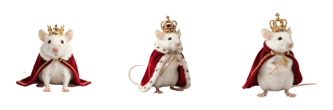 Set and collection of king rat character drawing isolated on white background