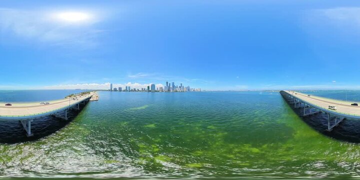 Rickenbacker causeway Miami aerial 360 virtual tour 8k 2026