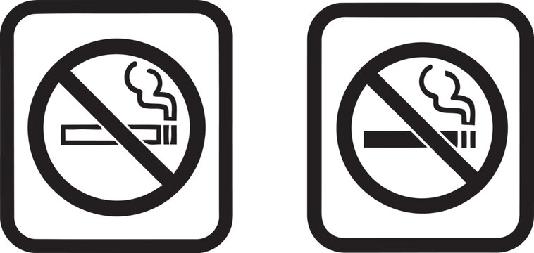 No smoking signs with cigarette and filter