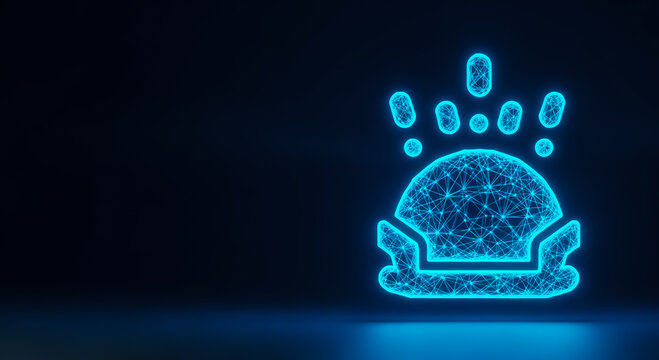 A glowing brain in a futuristic setting with binary code streams above, symbolizing AI, technology, and innovation.