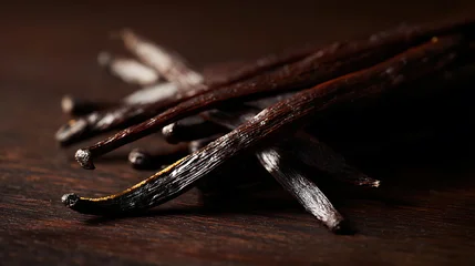 Aromatic brown spice pods create a rich, warm essence, perfect for culinary and cosmetic creations, set against a dark rustic background © A2Z AI 