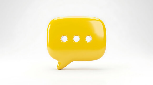 Yellow speech bubble icon with dots indicating conversation or typing, dialogue