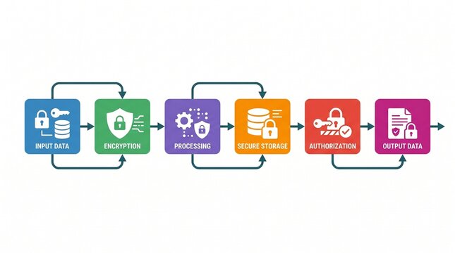 Data Security Process Flowchart Input Encryption Processing Storage Authorization Output