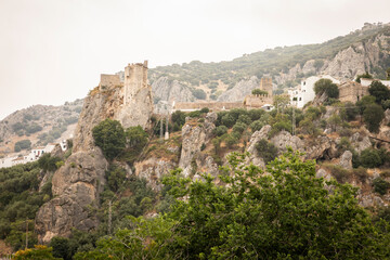 Fototapeta premium the medieval castle built on steep rocks in the village of Zuheros, province of Cordoba, Andalusia, Spain