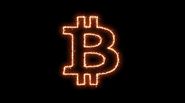 Bitcoin Symbol On Fire