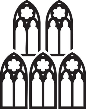 Church window gothic silhouette vector set