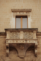 Detailed view of a Renaissance balcony at Palazzo Granafei-Nervegna © Irina