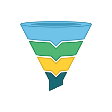 Sales Funnel Illustration Representing Stages of Customer Journey and Lead Generation