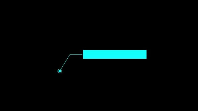 Simple HUD elements rectangle frame lines callout animation for text on black background. cyan HUD. animation