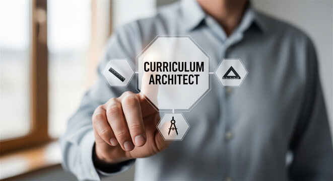 Curriculum Architect educational concept, professional educator designing learning programs, academic course development and instructional design