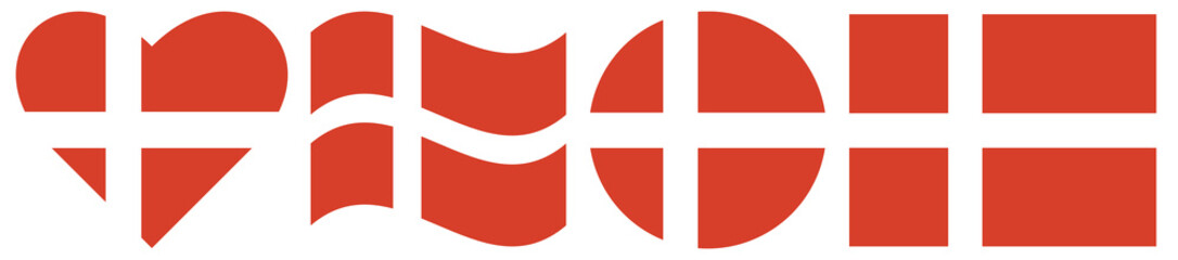 Obraz premium Set of Denmark flags. Flag of Denmark in circle shape, in heart shape, waving Denmark national flag isolated.