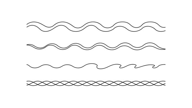 Black and white continuous line wave pattern seamless seamless vector background Vector