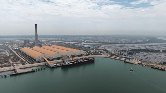 Aerial View of Matarbari Deep Sea Port and Coal Power Plant in Cox&rsquo;s Bazar Bangladesh