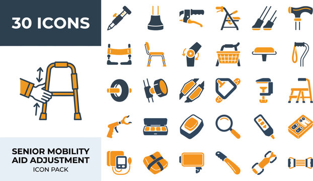 Senior care mobility aids and assistive devices icon